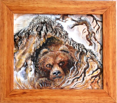 Картина на бересте с животным