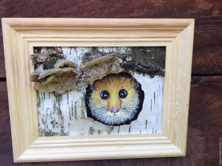 Картина на бересте с животным
