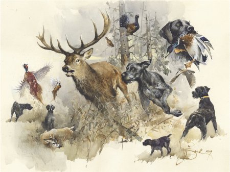 Охота на оленя картина