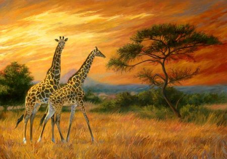 Пейзаж с жирафом