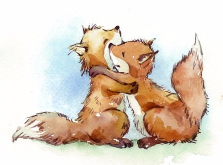 Лисята обнимаются