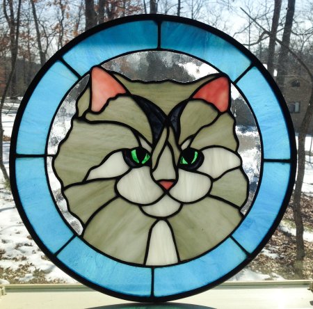 Витраж Тиффани кот