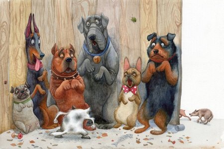 Живопись забавные собаки