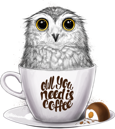 Сова с кофе