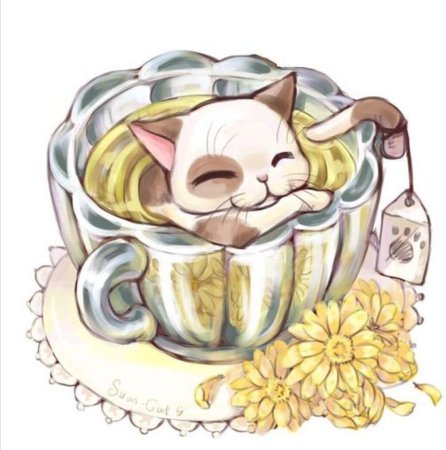 Чайные котики иллюстрации
