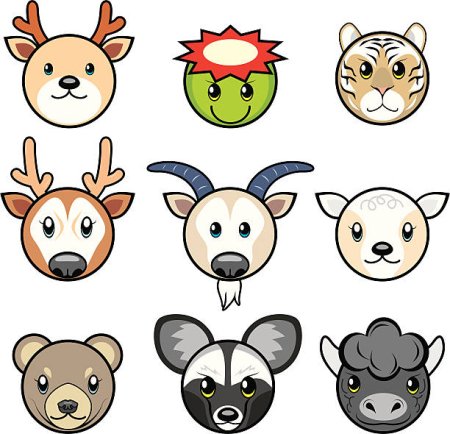 Мордочки животных из круга