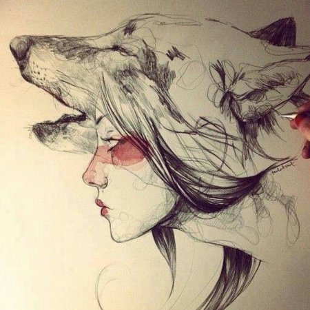 Девушка с животными рисунок