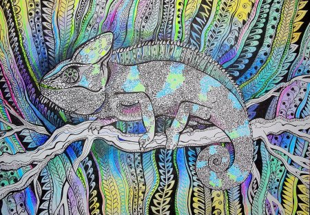 Хамелеон Зентангл