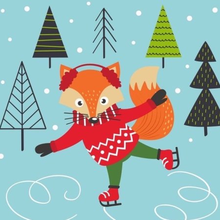 Лисичка катается на коньках