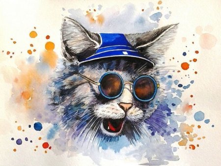 Кот в очках арт