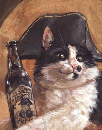 Кот с вином арт