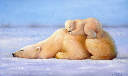 Живопись контраст Медведица и Медвежонок