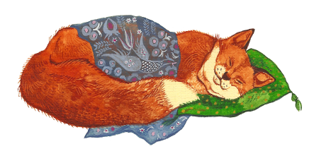 Лисенок спит на подушке