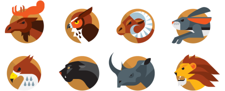 Плоский дизайн животные