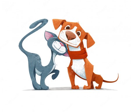 Кот и собака мультяшные