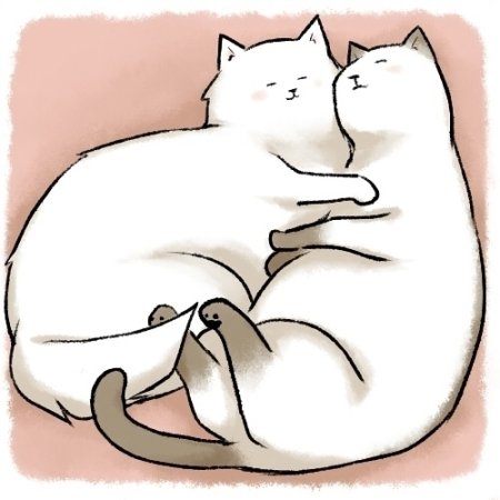 Обнимашки котиков нарисованные