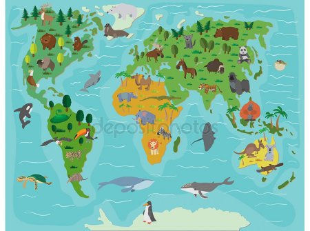Карта мира животные