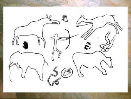 Наскальные рисунки раскраска