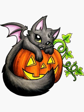 Кот для Хэллоуина рисунок
