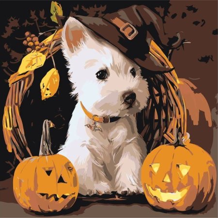 Гранни набор алмазной вышивки карнавальный песик (AG 311) 38х48 см