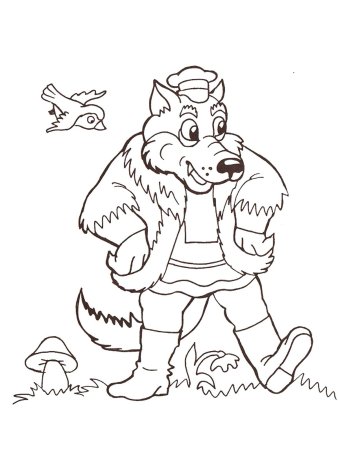 Волк из колобка раскраска