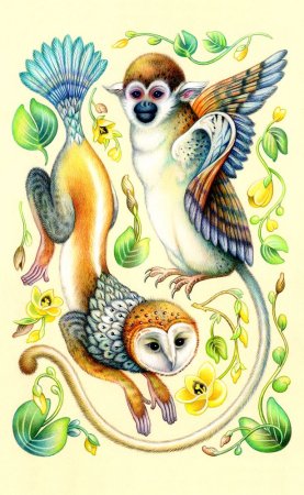 Сказочных, несуществующих животных и птиц.