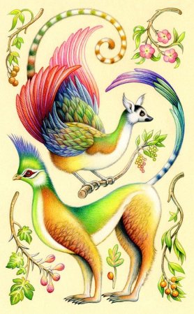 Сказочных, несуществующих животных и птиц.