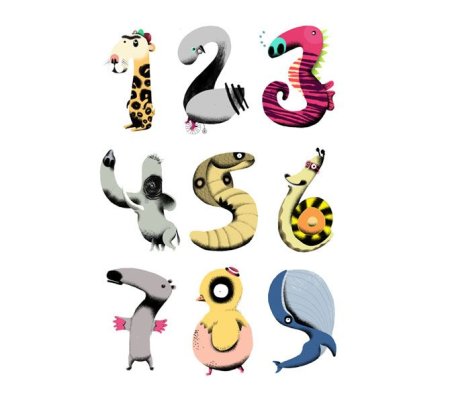 Живые цифры животные