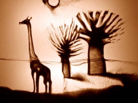 Рисование песком животные