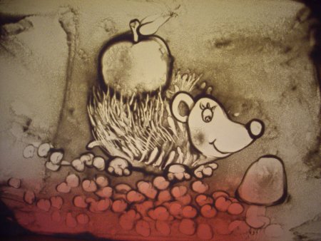 Рисование песком Ежик