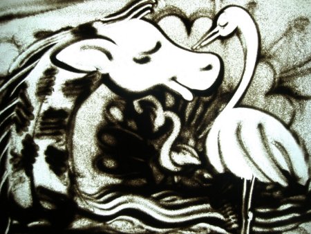 Рисование песком животных