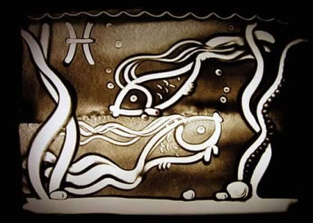 Рисование песком на стекле