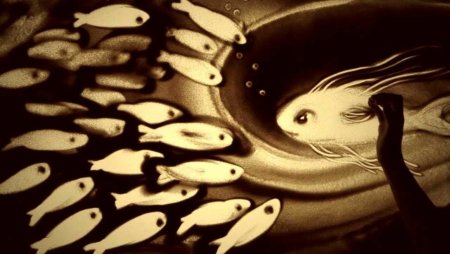 Рисование песком море