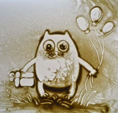 Рисование песком Сова