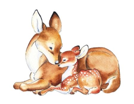 Акварельные животные мама и малыш