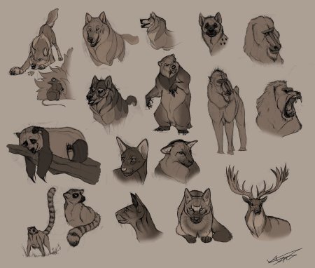 Животные в разных стилях