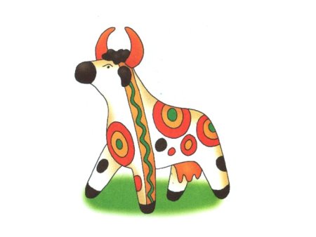 Дымковская роспись бык