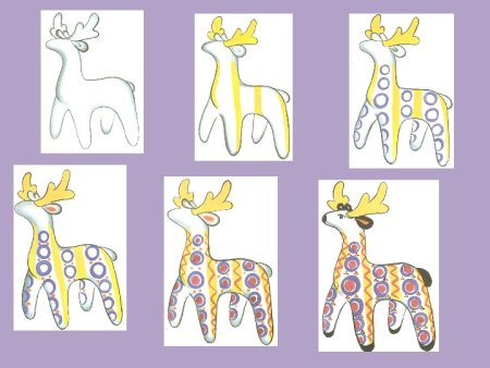 Роспись дымковского Олешка старшая группа