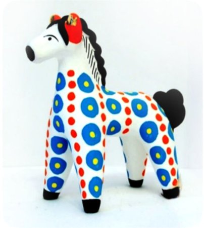 Дымковская игрушка конь роспись