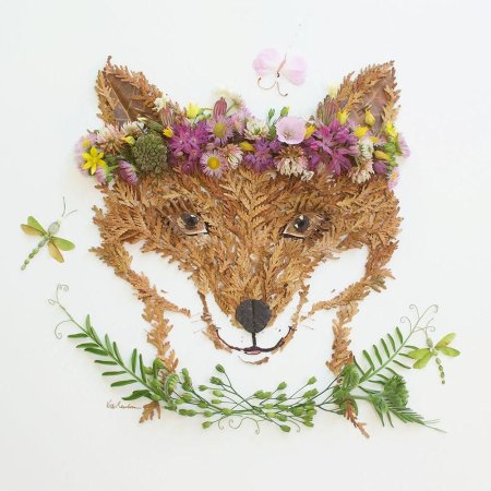 Аппликация из листьев и цветов