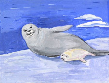 Рисунок нерпы на Байкале