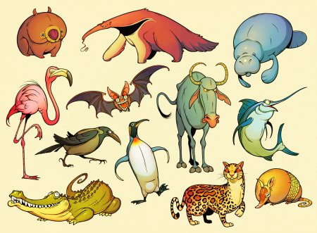 Животные в мультяшном стиле