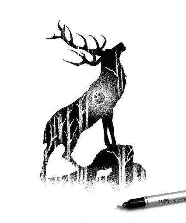 Олень эскиз