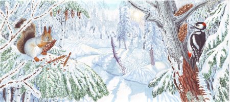 Иллюстрация зимний лес для детей