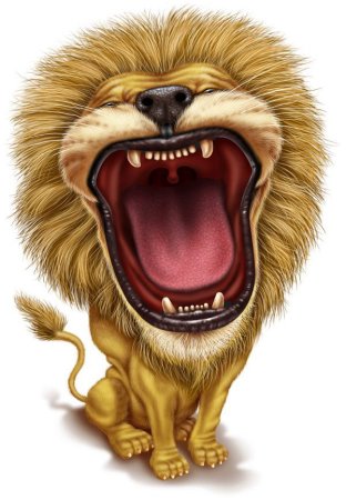 Лев с открытой пастью