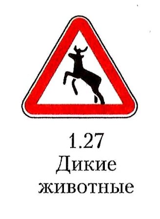 Дорожный знак 1.27 Дикие животные ПДД