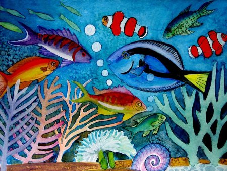 Холодный батик подводный мир