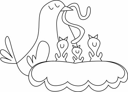 Птичка в гнезде раскраска