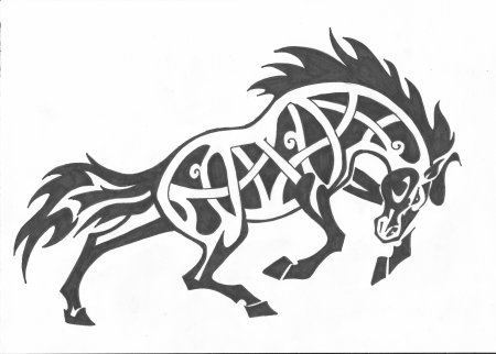 Орнамент конь
