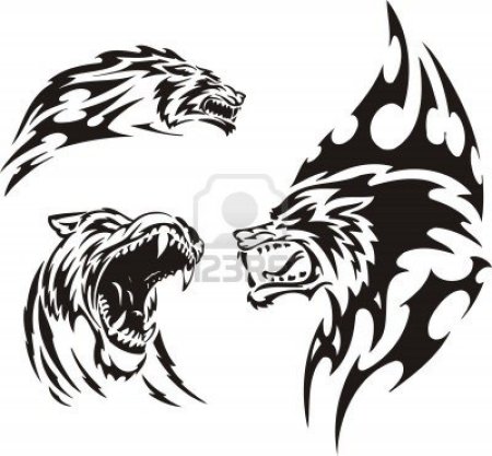 Тату тигр волк и медведь эскиз